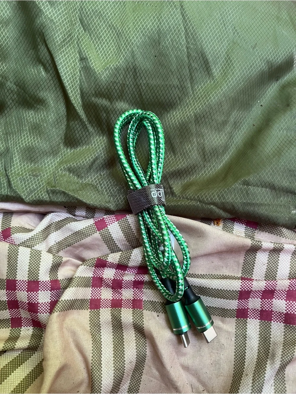 Braided Green USB-C to USB-A Charging Cable - Green
